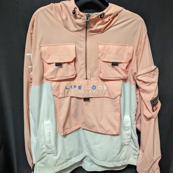 J03. PINK PULLOVER WINDBREAKER SIZE XL - Picture 1 of 5